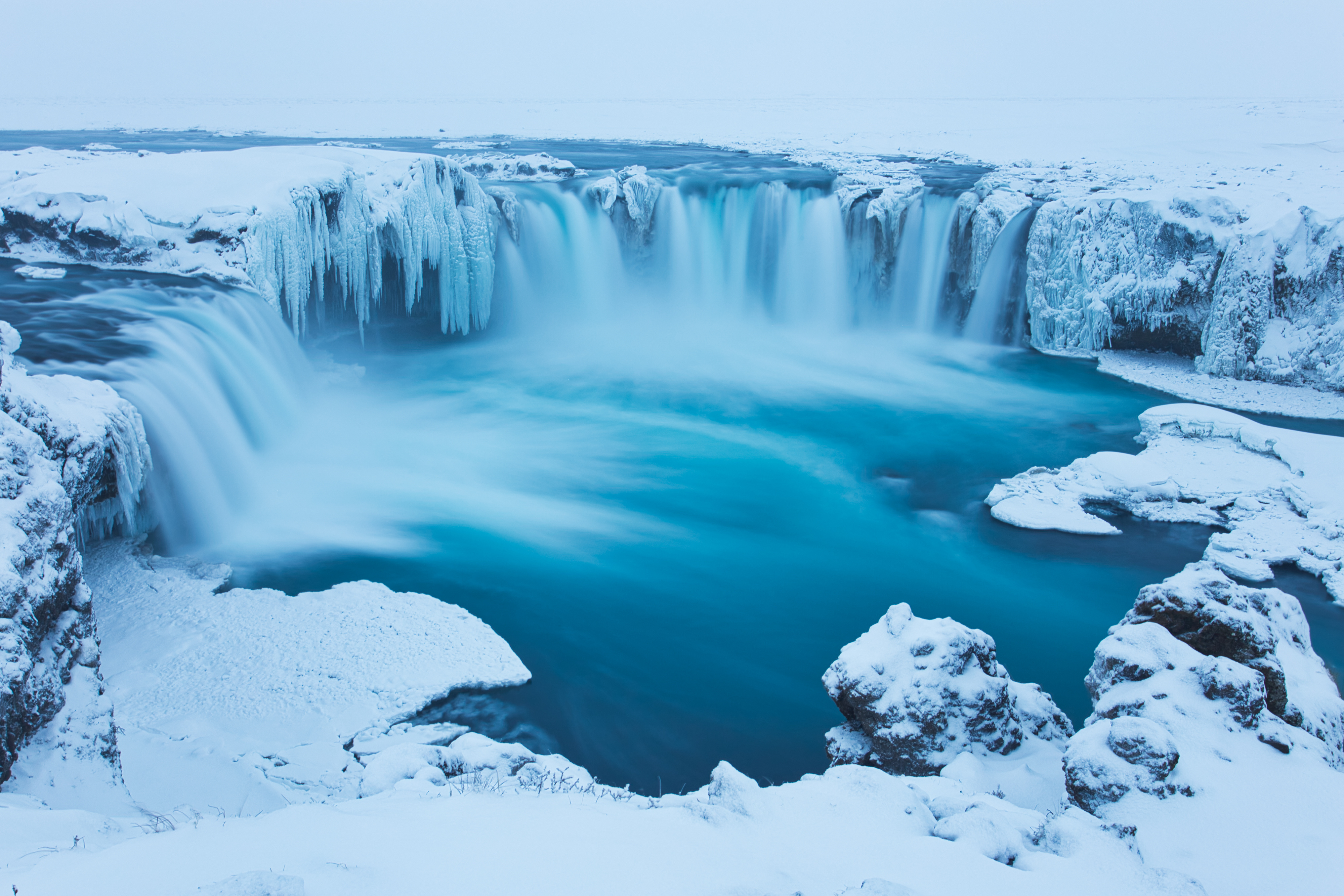 godafoss waterfall winter 