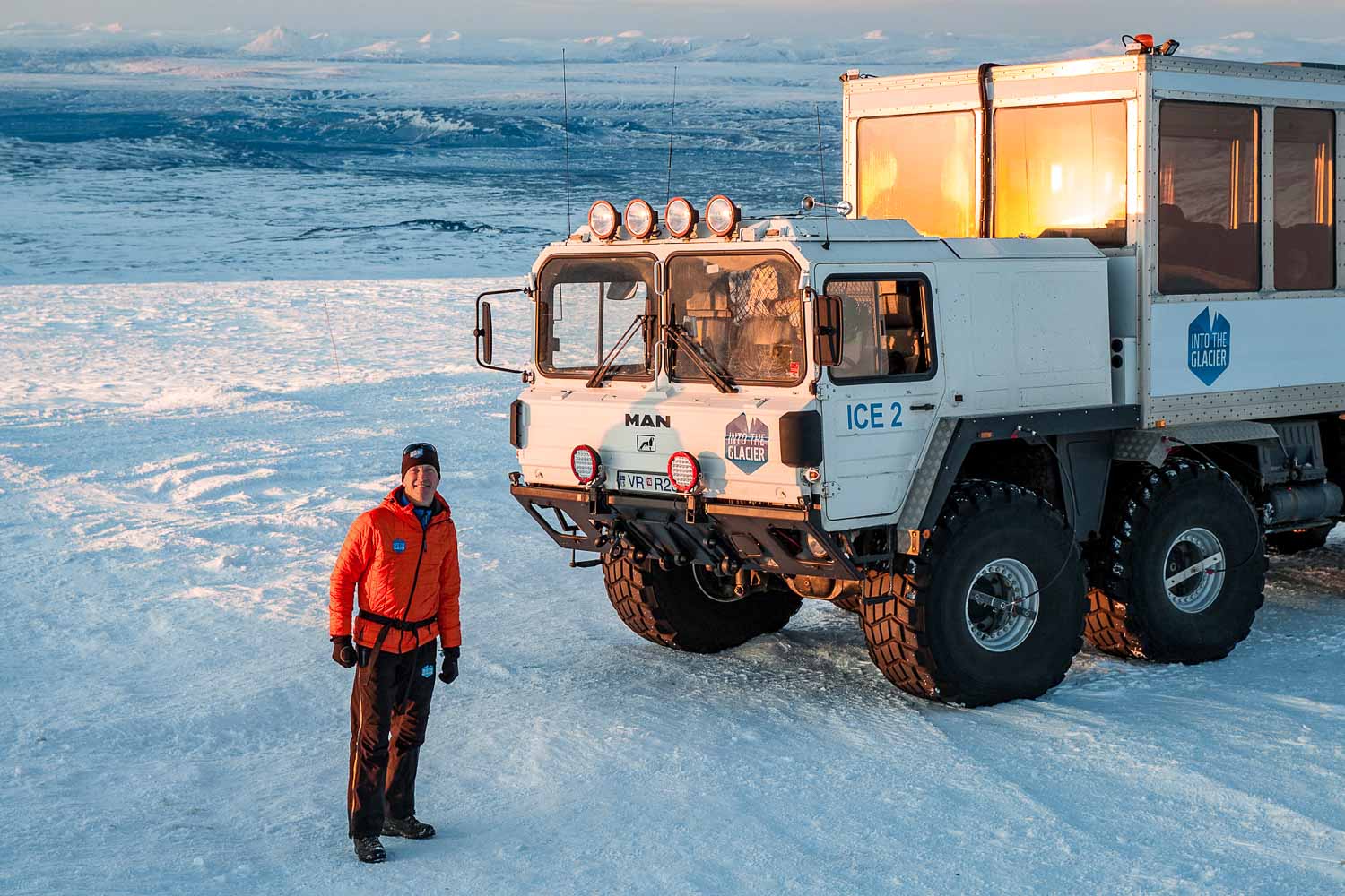 Monster truck on Langjokull Glacier in Iceland